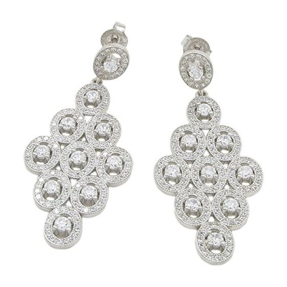 Womens Multiple round drop cz chandelier earring Silver6 1