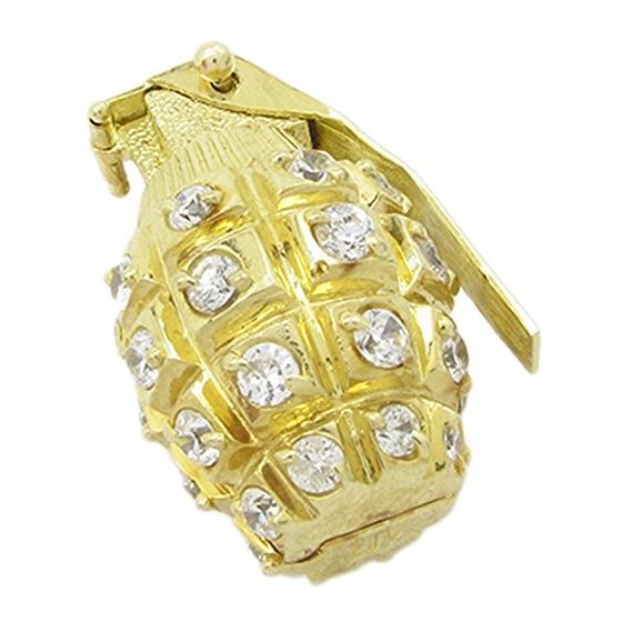 Mens 10k Yellow gold Yellow gold small hand grenade charm EGP13 1