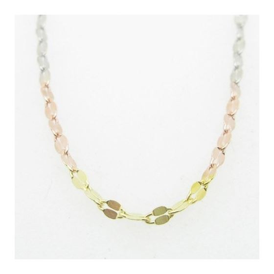 Ladies .925 Italian Sterling Silver Tri Color Twisted Mirror Link Chain Length - 16 inches Width - 1
