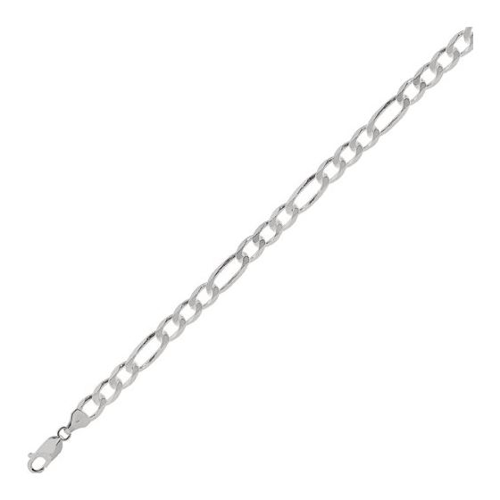 Sterling Silver 7.0 mm Wide Figaro Chain 8 1/2 Inch Long