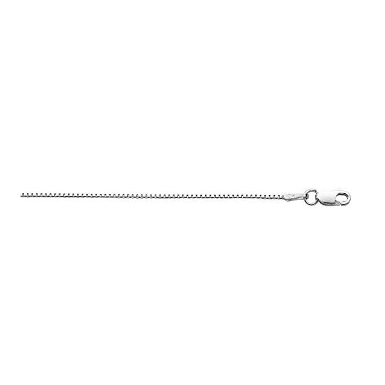 Silver with Rhodium Finish 1.1mm wide Diamond Cut Box Chain with Lobster Clasp