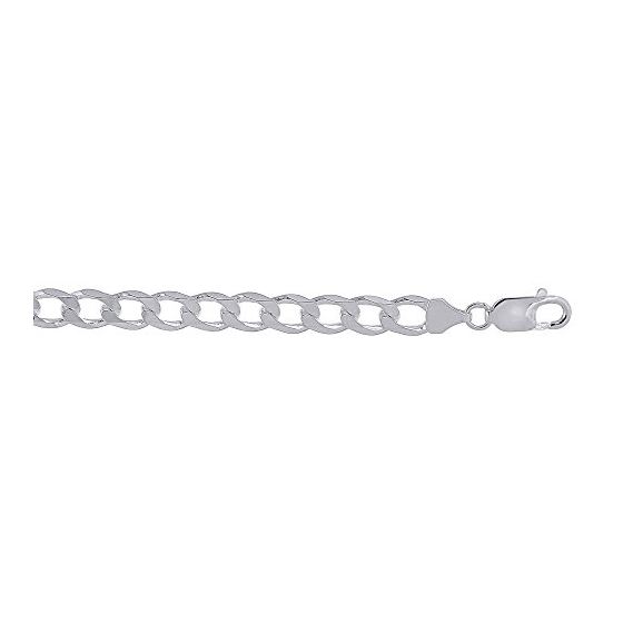 Sterling Silver 7.8 mm Wide Curb Chain 22 Inch Long