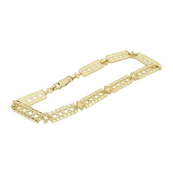 Women 10k Yellow Gold link vintage style bracelet 7.5 inches long and 6mm wide 1