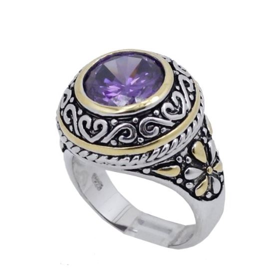 "Ladies .925 Italian Sterling Silver Purple Violet synthetic gemstone ring SAR48 6