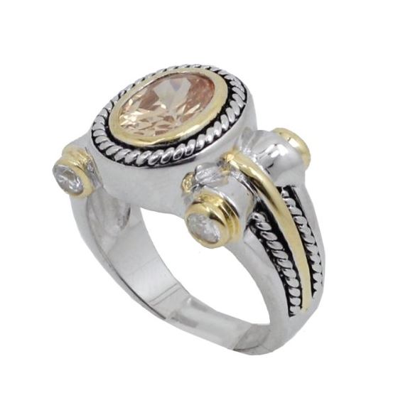 "Ladies .925 Italian Sterling Silver Spring citrine synthetic gemstone ring SAR51 6