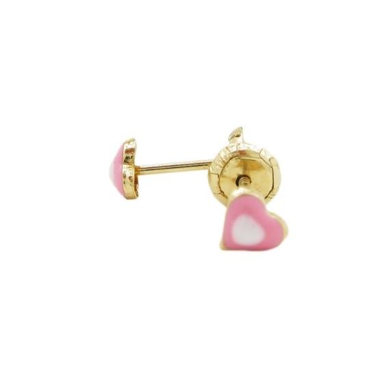 14K Yellow gold Simple heart stud earrings for Children/Kids web143 1