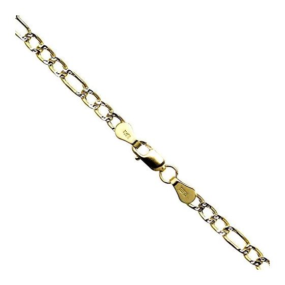 10K Diamond Cut Gold HOLLOW FIGARO Chain - 20 Inches Long 3.1MM Wide 1