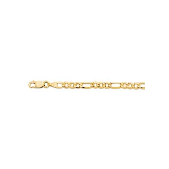 14K Yellow Gold 4.6mm wide Diamond Cut Alternate Figaro Lite Chain with Lobster Clasp