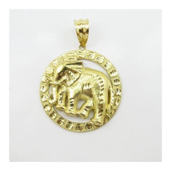 Mens 10k Yellow gold Round elephant charm EGP81 3