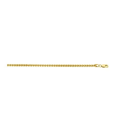 14K Yellow Gold 2.8mm wide Lite Weigth Wheat Chain with Lobster Clasp 1