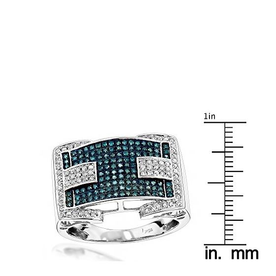 White Blue 0.9 Ctw Pave Set Diamond 10K Ring (Wh-3