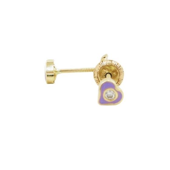 14K Yellow gold Heart cz stud earrings for Children/Kids web152 1