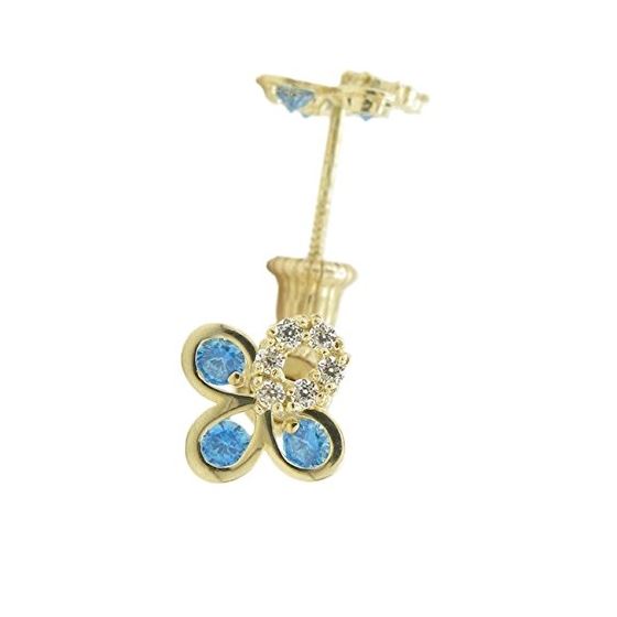 14K Yellow gold Flower cz stud earrings for Children/Kids web427 1