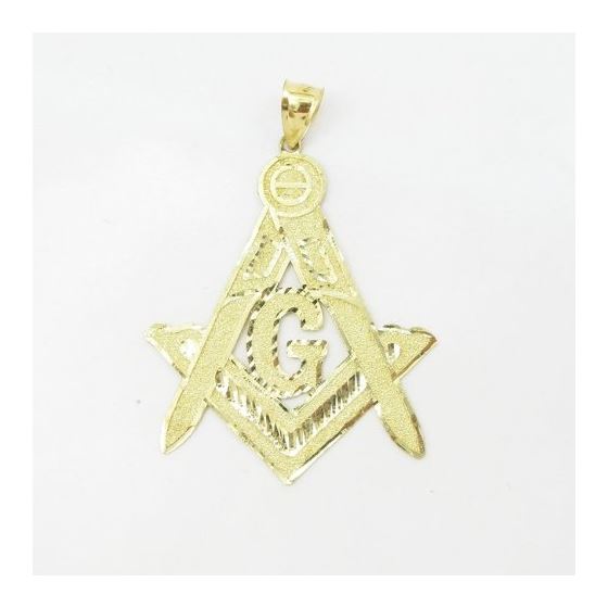 Mens 10k Yellow gold Halo free mason diamond cut charm EGP91 3