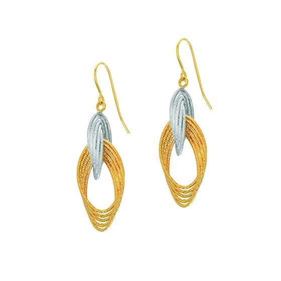 14K Yellow White Gold Ladies Drop Earrings ER3476