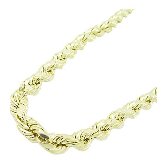 "Mens 10k Yellow Gold Hollow Rope Chain ELNC20 24"" long and 5mm wide 1"