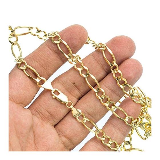 14K YELLOW Gold SOLID FIGARO Chain - 26 Inches Long 6.6MM Wide 3