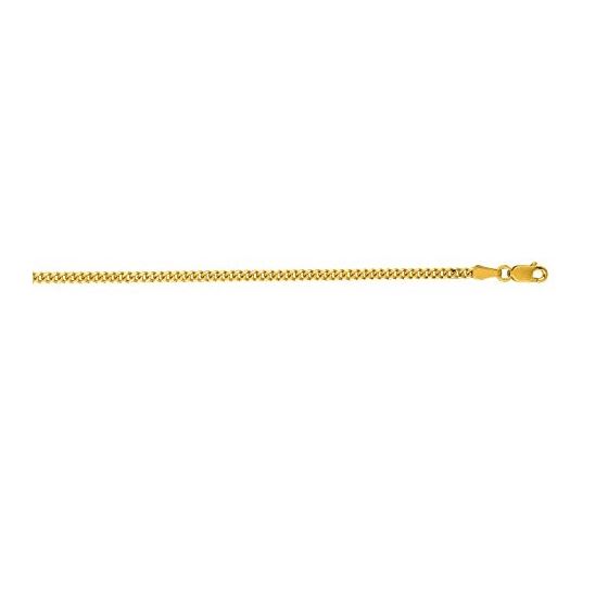 14K Yellow Gold 2.0mm wide Diamond Cut Gourmette Chain with Lobster Clasp 1