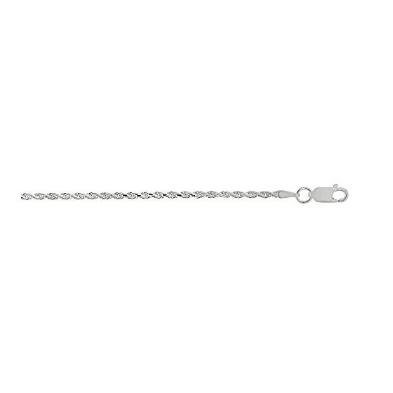 Sterling Silver 1.8 mm Wide Rhodium Finish Rope Chain 18 Inch Long