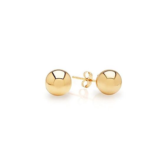 14k Yellow Gold Ball Stud Earrings pushback 3 4 5 6 7 8 10 12 14 MM (8 Millimeters) 1