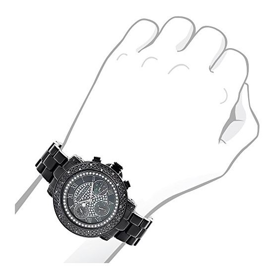 Mens Ladies Diamond Watches: Luxurman Black Band Genuine Diamond Watch 0.3ct 3
