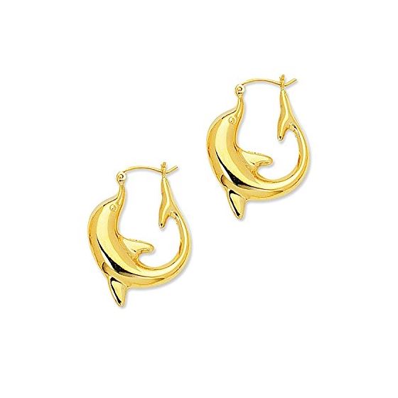 14K Yellow Gold Ladies Hoop Earrings S868