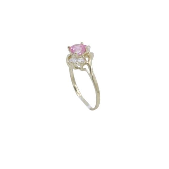 10k Yellow Gold Syntetic pink gemstone ring ajr53 Size: 8 1