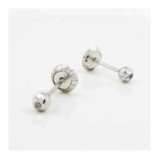 14K White gold Round cz stud earrings for Children/Kids web126 3