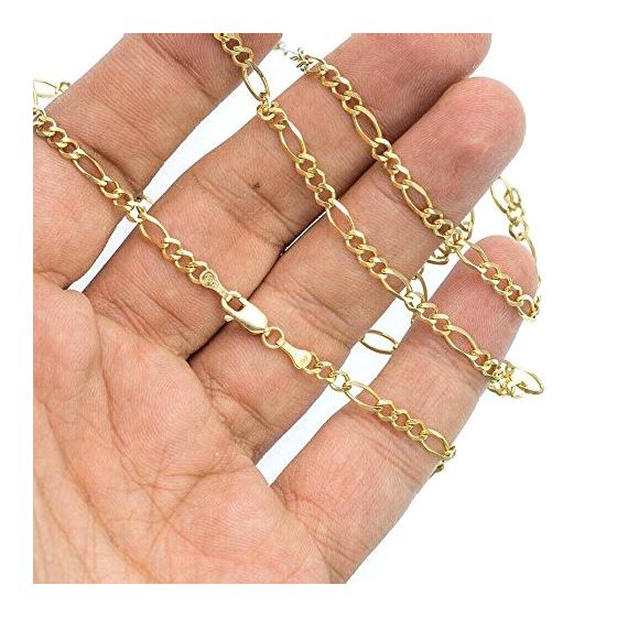 14K YELLOW Gold SOLID FIGARO Chain - 24 Inches Long 3.6MM Wide 3