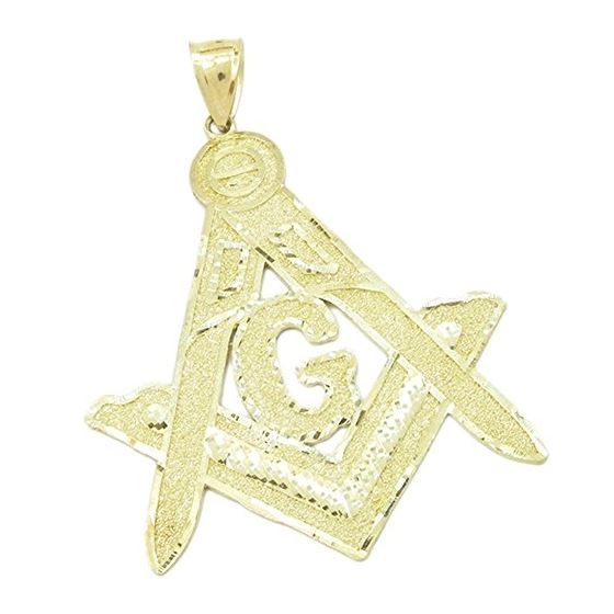 Mens 10k Yellow gold Halo free mason diamond cut charm EGP91 1