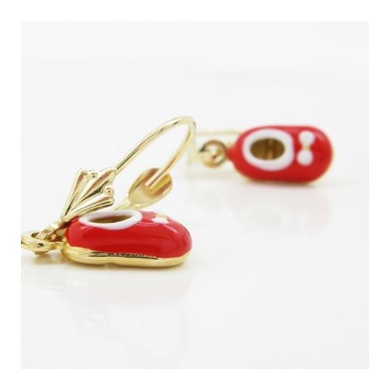 14K Yellow gold Baby shoe chandelier earrings for Children/Kids web468 3