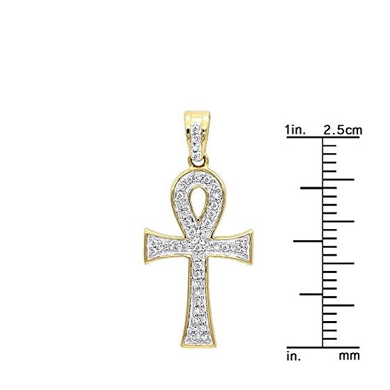 Ladies Solid 14K Gold Mini Diamond Egyptian Ankh-3