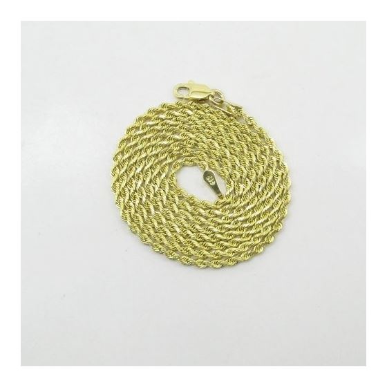 "Mens 10k Yellow Gold skinny rope chain ELNC31 22"" long and 2mm wide 3"