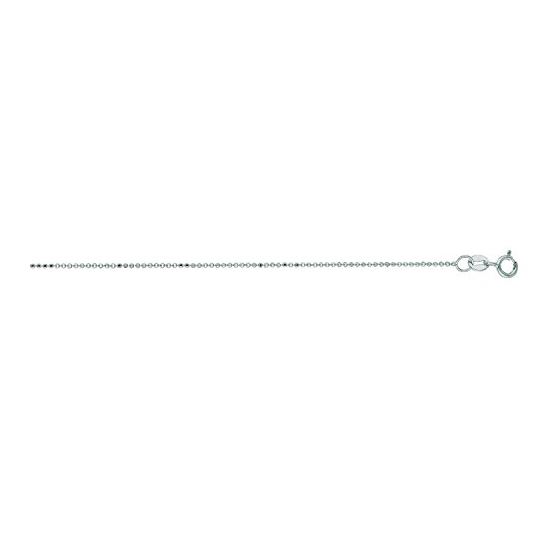 14K White Gold 1.0mm wide Diamond Cut Round Bead Chain with Spring Ring Clasp 1