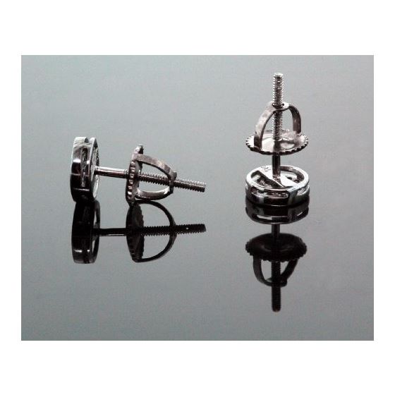 .925 Sterling Silver Black Circle Black Onyx Crystal Micro Pave Unisex Mens Stud Earrings 6mm 3