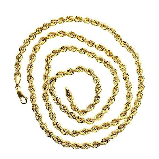 10K Yellow SOLID Gold Rope Chain Necklace 4MM wide 1