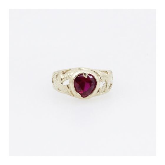 10k Yellow Gold Syntetic red gemstone ring ajjr73 Size: 2.25 3