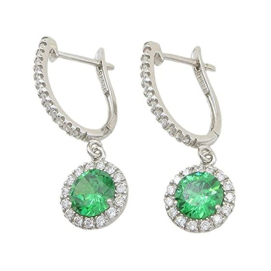Womens Green cubic zirconia drop cz chandelier earring Silver19 1