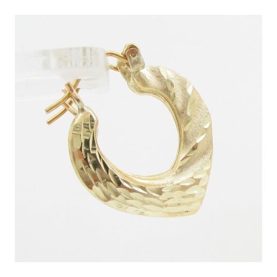 10k Yellow Gold earrings Fancy puff bamboo gold earrings AGBE71 3