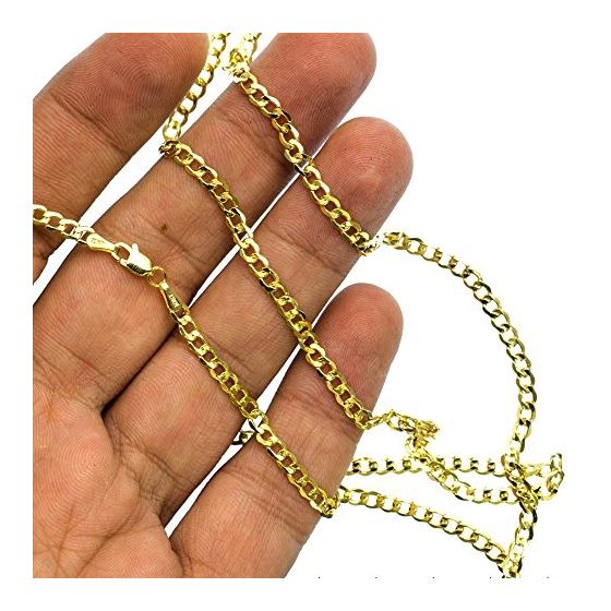 10K YELLOW Gold HOLLOW ITALY CUBAN Chain - 22 Inches Long 3.5MM Wide 3