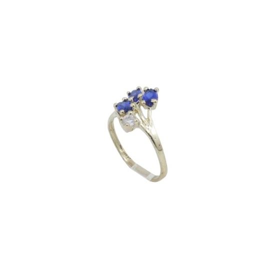 10k Yellow Gold Syntetic blue gemstone ring ajr15 Size: 7 1