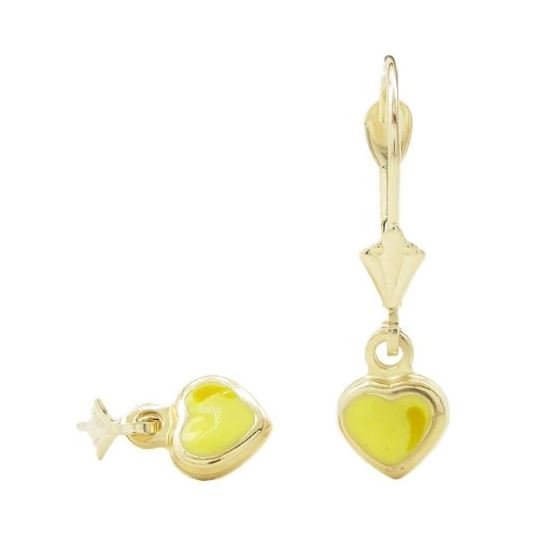 14K Yellow gold Heart chandelier earrings for Children/Kids web465 1