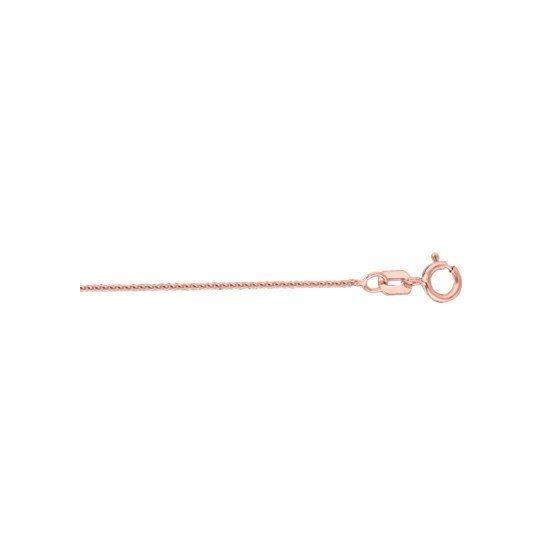 14K Rose Gold 0.6mm wide Diamond Cut Wheat Chain with Spring Ring Clasp