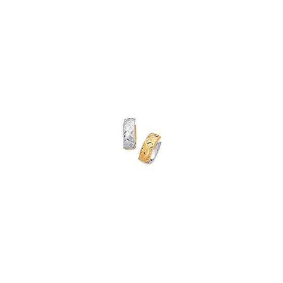 14K Yellow White Gold Ladies Huggie Earrings SN18