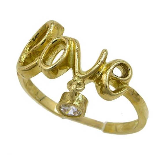 10K Yellow Gold womens love ring ASVJ36 1