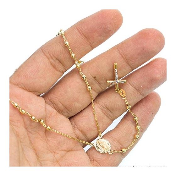 10K YELLOW Gold HOLLOW ROSARY Chain - 28 Inches Long 3MM Wide 3