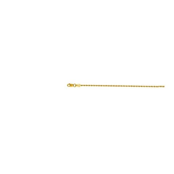 14K Yellow Gold 1.5mm wide Diamond Cut Solid Rope Chain with Lobster Clasp 1