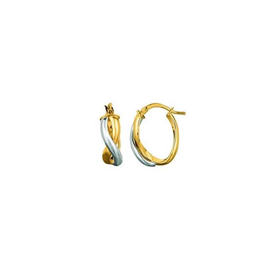 14K Yellow White Gold Ladies Hoop Earrings ER1127