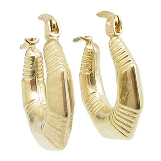 10k Yellow Gold earrings Fancy puff bamboo gold earrings AGBE81 1