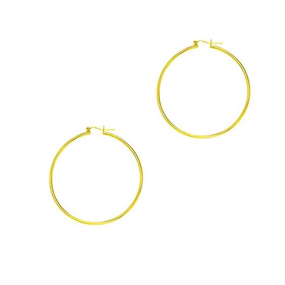 14K Yellow Gold Ladies Shiny Hoop Earrings LT266